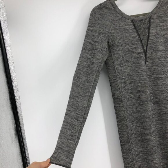 Aritzia Wilfred Heather Grey Ribbed Wool Longsleeve Round Neck Round Hem Dress M - Picture 6 of 16